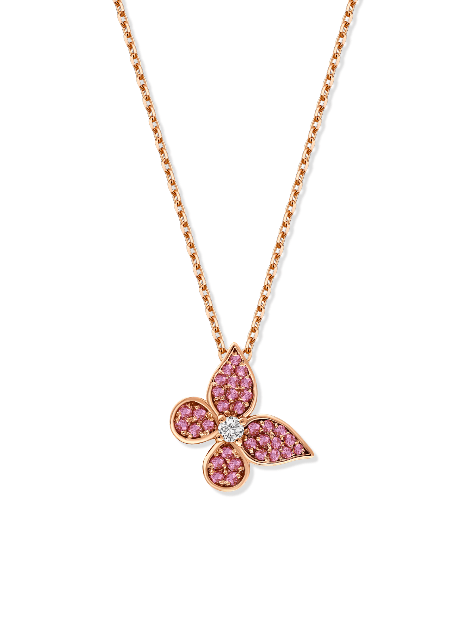 Butterfly Pendant Necklace — Pink Sapphire